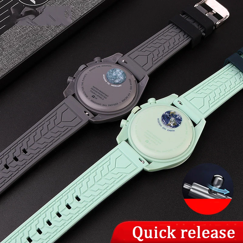 Soft Silicone Watch Band for Omega x Swatch joint MoonSwatch Diving Waterproof Rubber Strap Watch Accessories Men Women 20mm