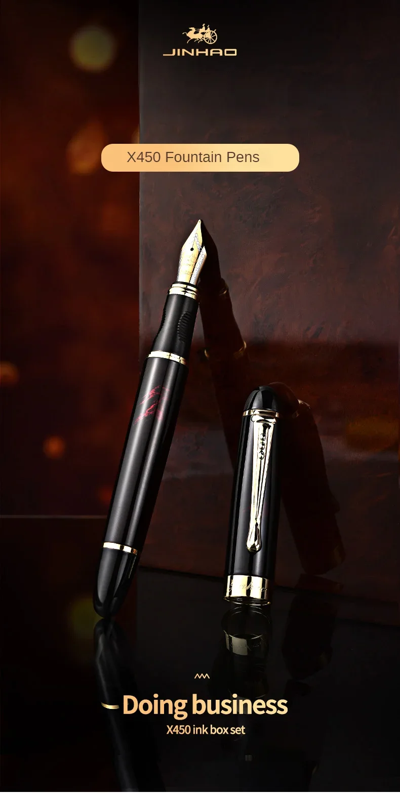 Jinhao X450 Fountain Pen M/Bent Fine Iraurita Nib Luxury Elegant Pens Writing ink Pens Office School Supplies Stationery PK 9019