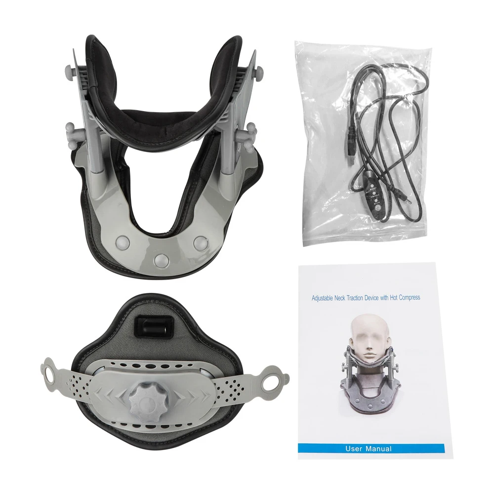 Adjustable Neck Traction Device Heating Neck Stretcher Cervical Traction Spine Collar Support for Muscle Relaxation Home Office
