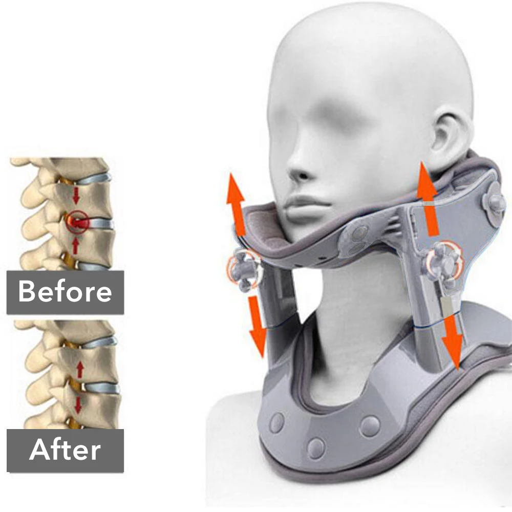 Adjustable Neck Traction Device Heating Neck Stretcher Cervical Traction Spine Collar Support for Muscle Relaxation Home Office