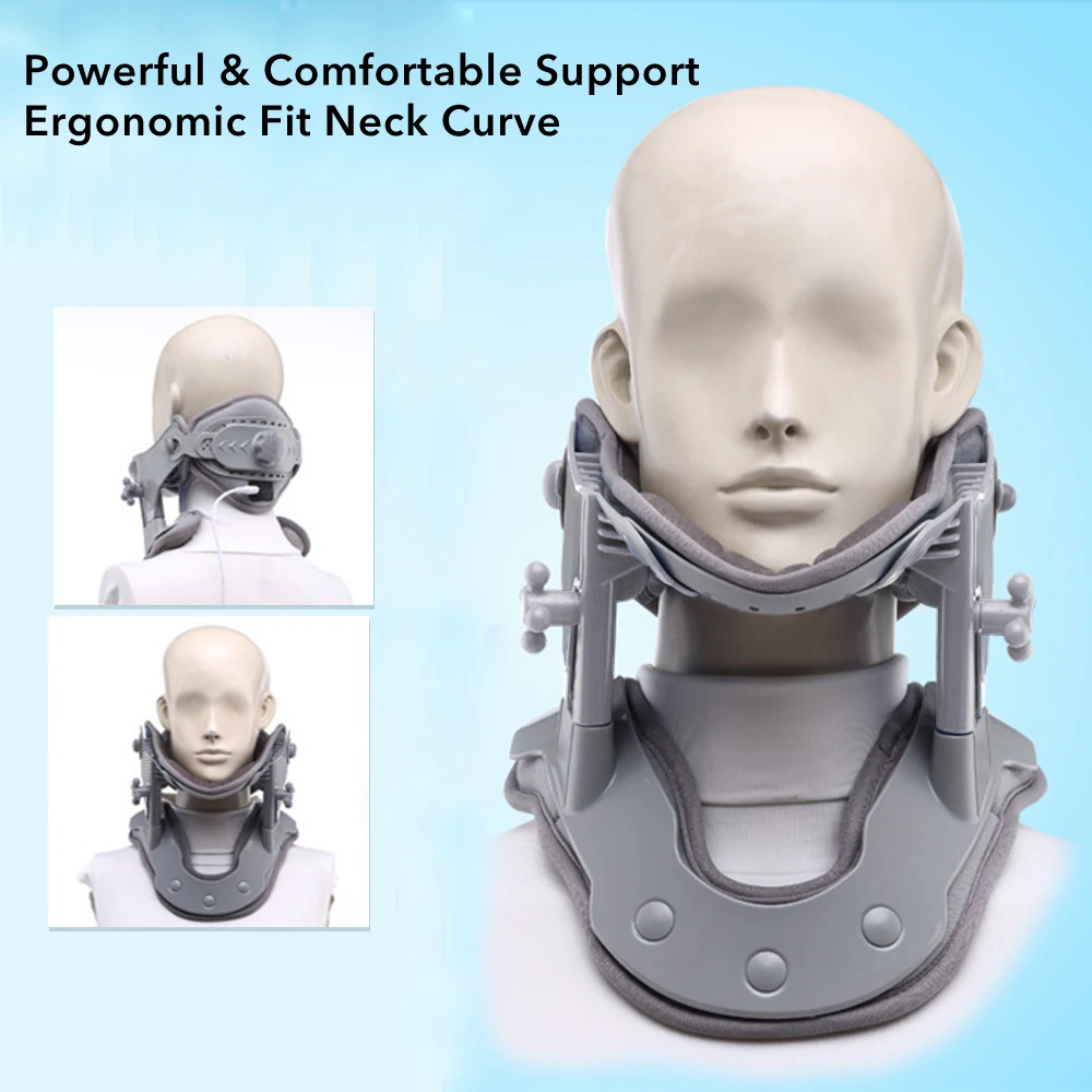 Adjustable Neck Traction Device Heating Neck Stretcher Cervical Traction Spine Collar Support for Muscle Relaxation Home Office