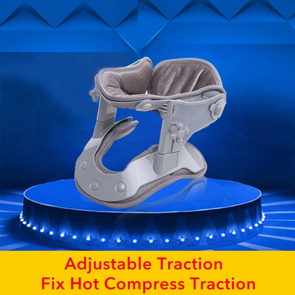 Adjustable Neck Traction Device Heating Neck Stretcher Cervical Traction Spine Collar Support for Muscle Relaxation Home Office