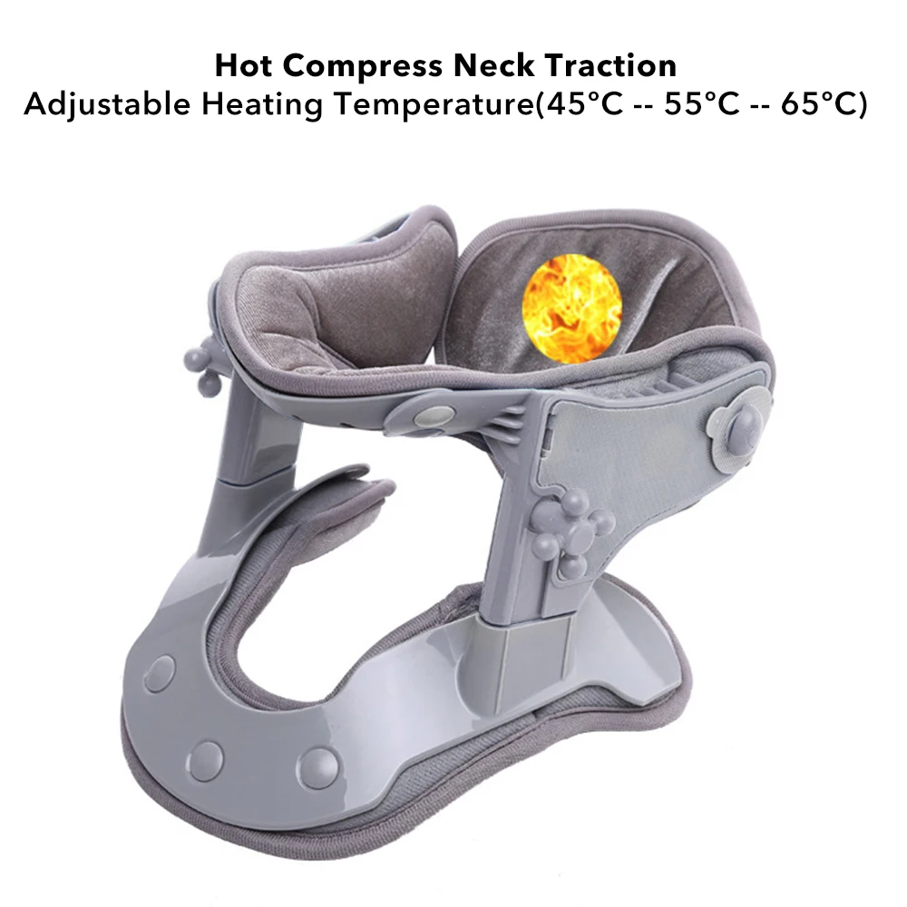 Adjustable Neck Traction Device Heating Neck Stretcher Cervical Traction Spine Collar Support for Muscle Relaxation Home Office