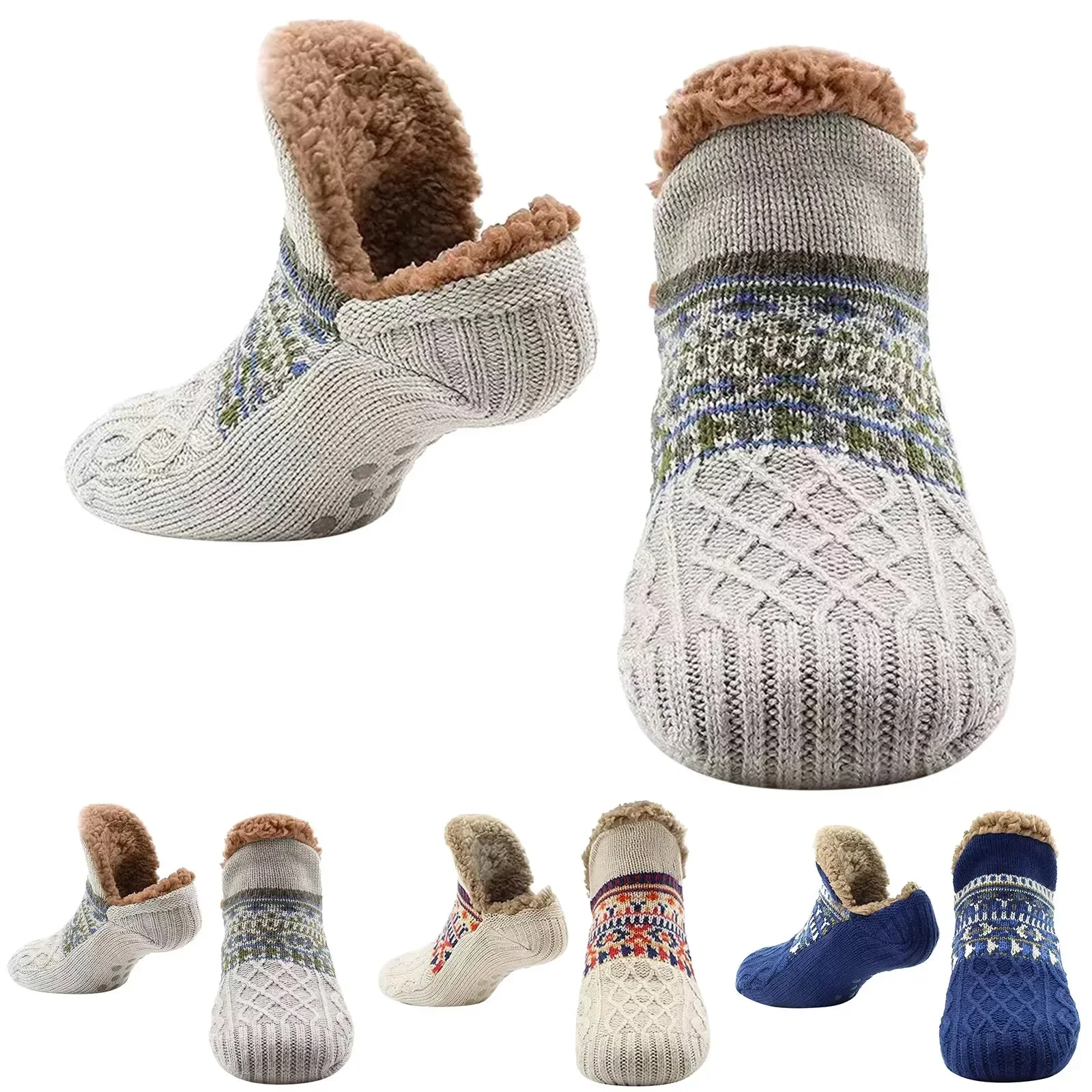 Fall Winter Non‑Slip Floor Socks Super Soft Warm Slipper Socks Unisex Snow Sleep Carpet Yoga Socks for Men Women Indoor House