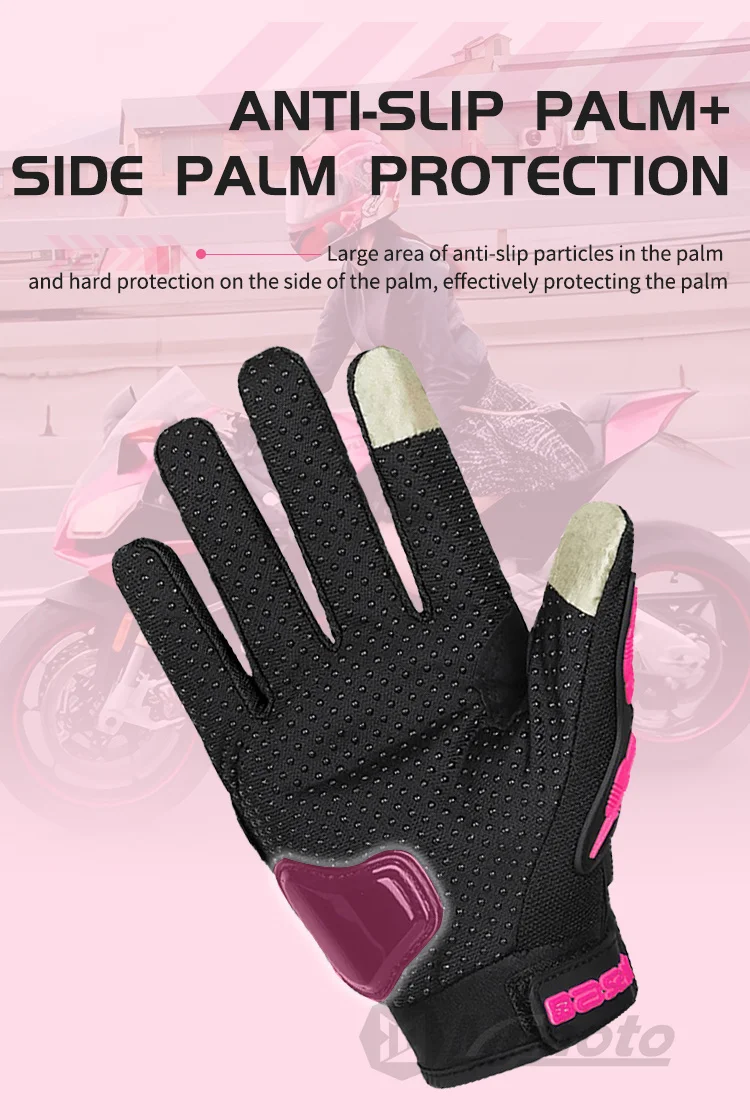 Lady's Pink Black Motorcycle Gloves Women Summer Mesh Breathable Motocross Motorbike Moto Racing Gloves Touch Screen Gloves Men