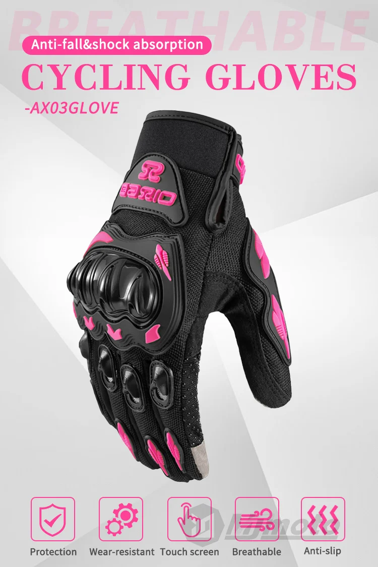 Lady's Pink Black Motorcycle Gloves Women Summer Mesh Breathable Motocross Motorbike Moto Racing Gloves Touch Screen Gloves Men