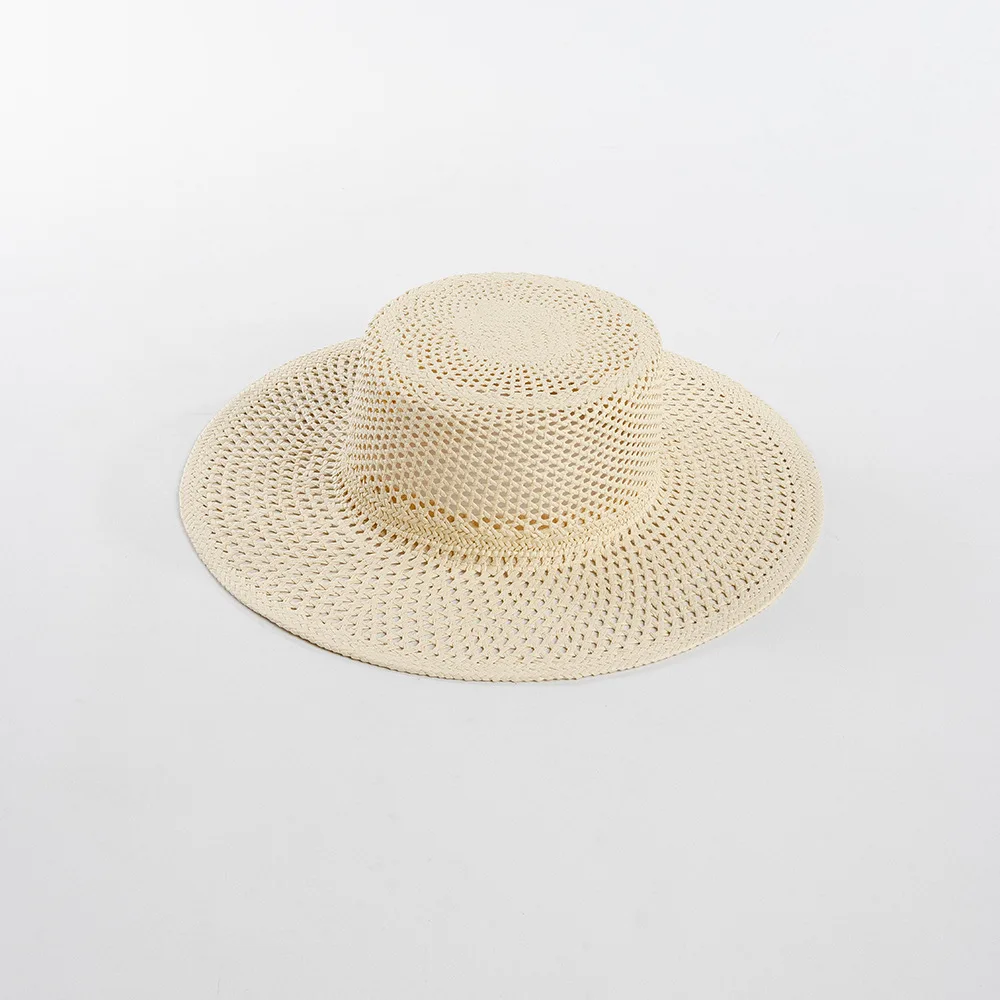 USPOP New Spring Summer Fashion Casual Hand-woven Hollow Wide Brim Straw Hat Breathable Beach Hat Straw Jazz Fedoras