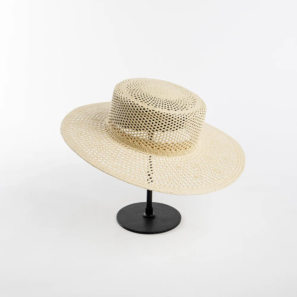 USPOP New Spring Summer Fashion Casual Hand-woven Hollow Wide Brim Straw Hat Breathable Beach Hat Straw Jazz Fedoras