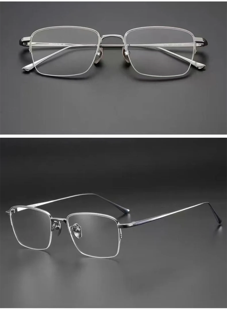 VICKY Pure Titanium Half Frame Ultra-light Simple Glasses Frame Men's Business Half Frame Can Be Customized Prescription Glasses