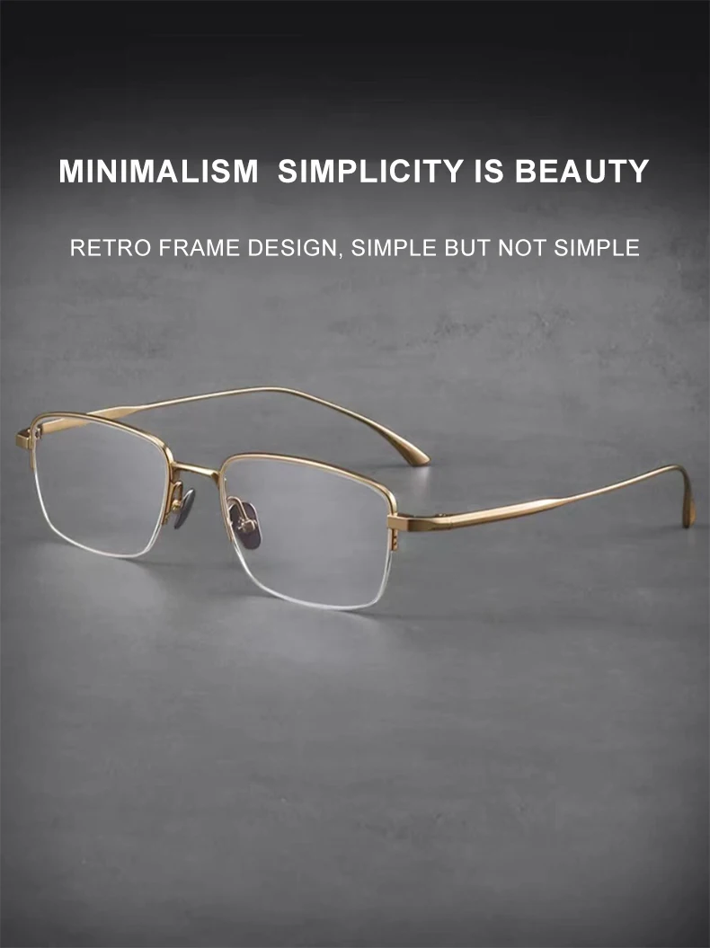 VICKY Pure Titanium Half Frame Ultra-light Simple Glasses Frame Men's Business Half Frame Can Be Customized Prescription Glasses