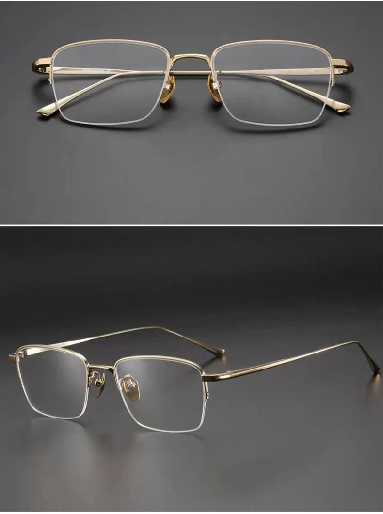 VICKY Pure Titanium Half Frame Ultra-light Simple Glasses Frame Men's Business Half Frame Can Be Customized Prescription Glasses