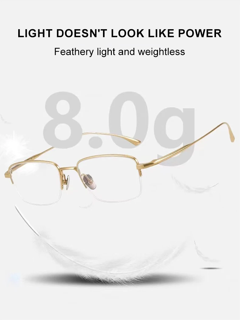 VICKY Pure Titanium Half Frame Ultra-light Simple Glasses Frame Men's Business Half Frame Can Be Customized Prescription Glasses