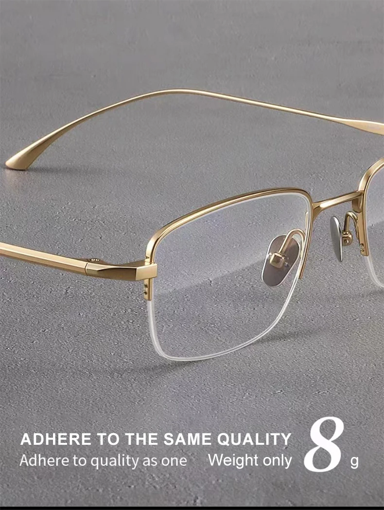 VICKY Pure Titanium Half Frame Ultra-light Simple Glasses Frame Men's Business Half Frame Can Be Customized Prescription Glasses