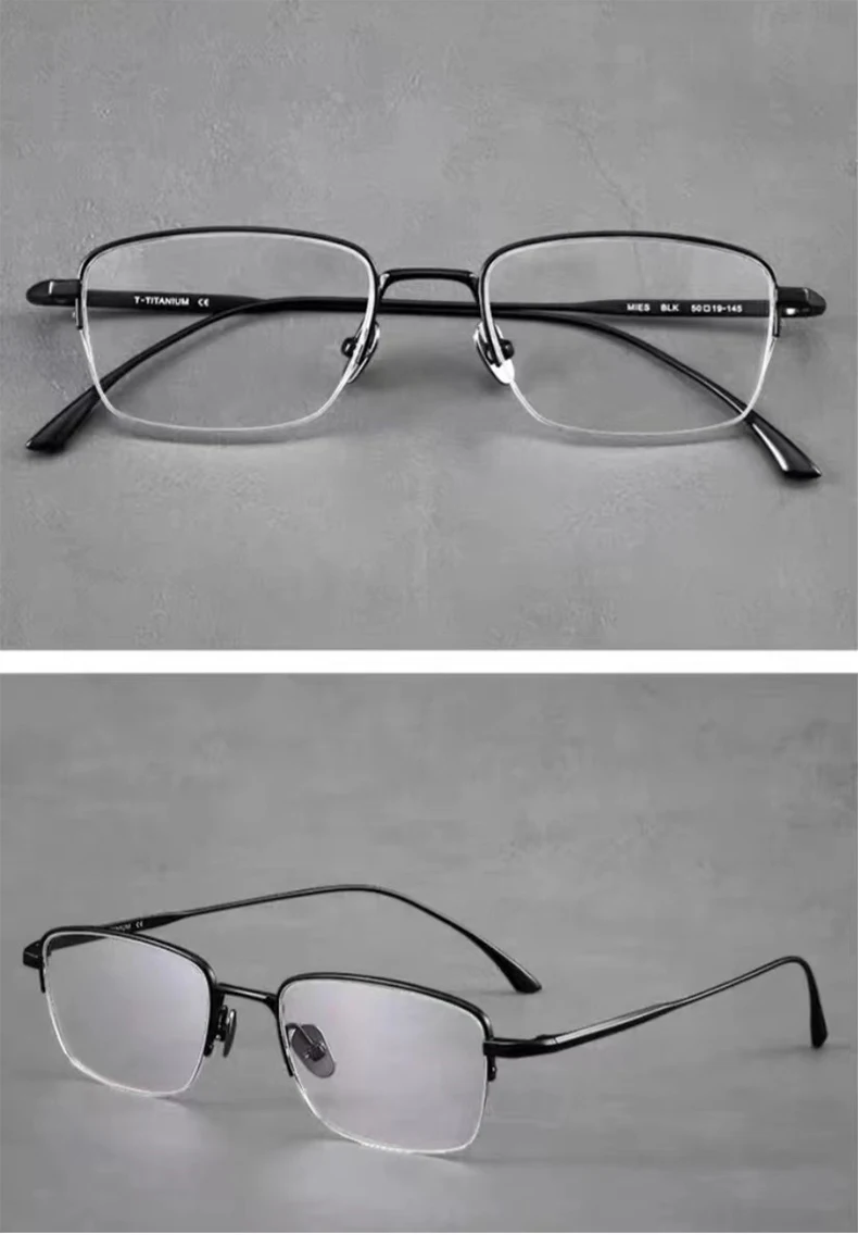 VICKY Pure Titanium Half Frame Ultra-light Simple Glasses Frame Men's Business Half Frame Can Be Customized Prescription Glasses