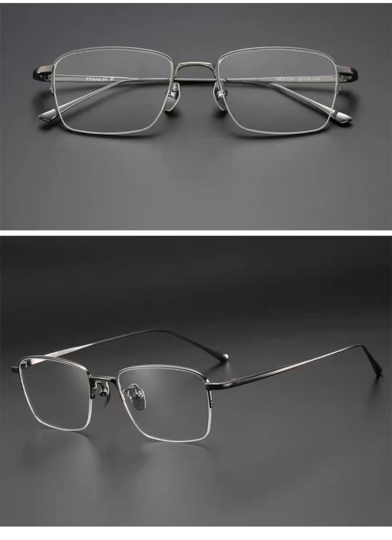 VICKY Pure Titanium Half Frame Ultra-light Simple Glasses Frame Men's Business Half Frame Can Be Customized Prescription Glasses