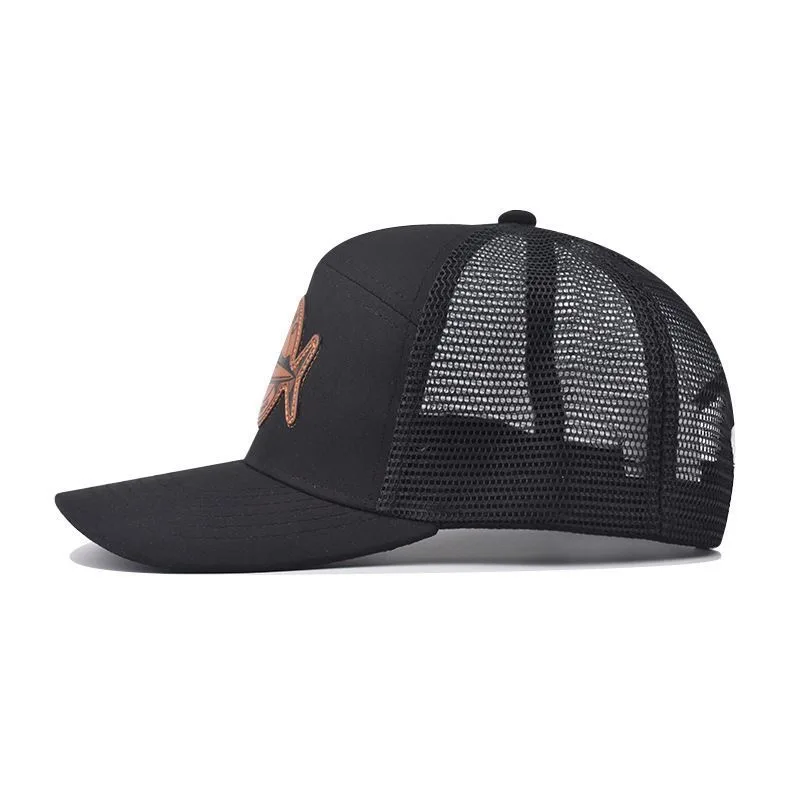 Hot Sale Unisex Seven-Panel Style Trucker Hat Adjustable Baseball Cap Shark Pattern Patch Fishing Hat