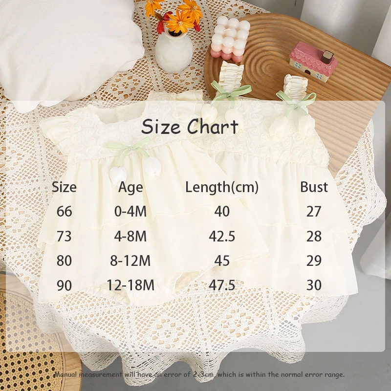 2026 New Summer Baby Clothes Sweet Infant Girls Tulip Bodysuit Flying Sleeve Princess Dress Sister Dress Toddler Outwear