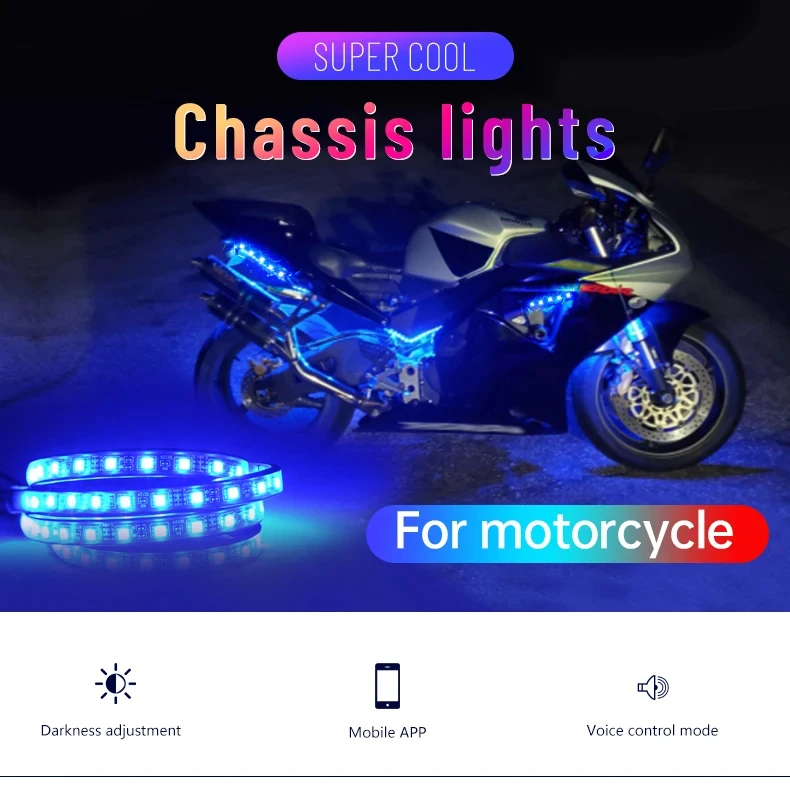 12V Motorcycle Led Light Multi-Color Atmosphere Light Sound Control Decorative Neon Lamp For Harley Yamaha Honda Kawasaki Suzuki
