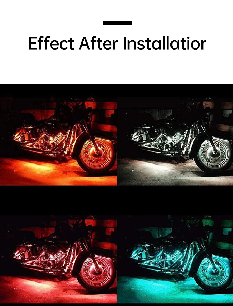 12V Motorcycle Led Light Multi-Color Atmosphere Light Sound Control Decorative Neon Lamp For Harley Yamaha Honda Kawasaki Suzuki