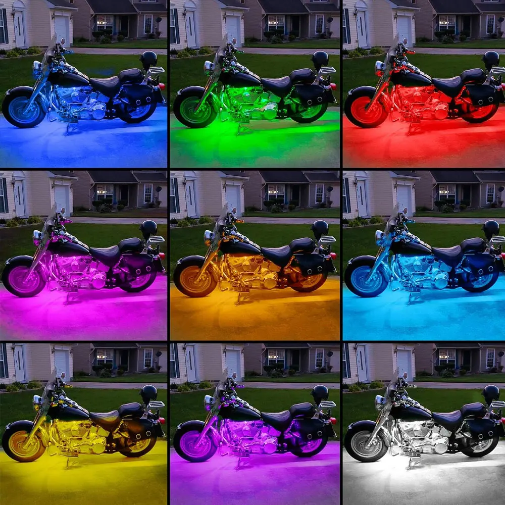 12V Motorcycle Led Light Multi-Color Atmosphere Light Sound Control Decorative Neon Lamp For Harley Yamaha Honda Kawasaki Suzuki