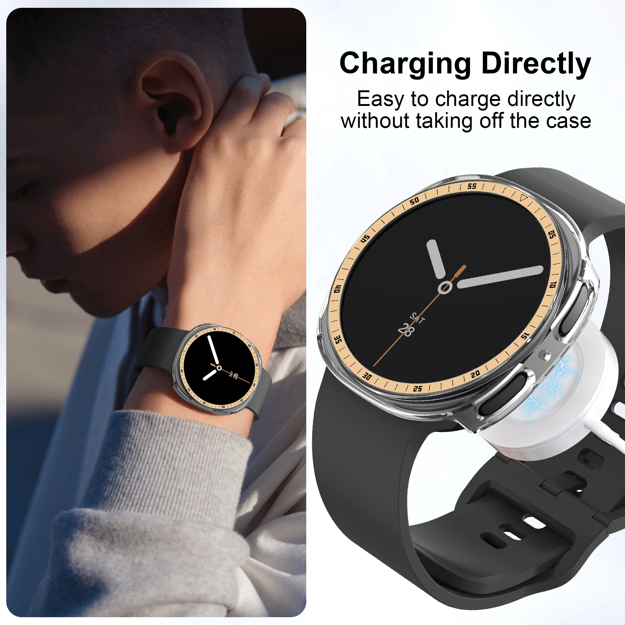 PC Case+Metal scale For Samsung galaxy watch 8 44 40mm Accessories Hollow Protective Bumper shell For galaxy watch 8 cover 44mm