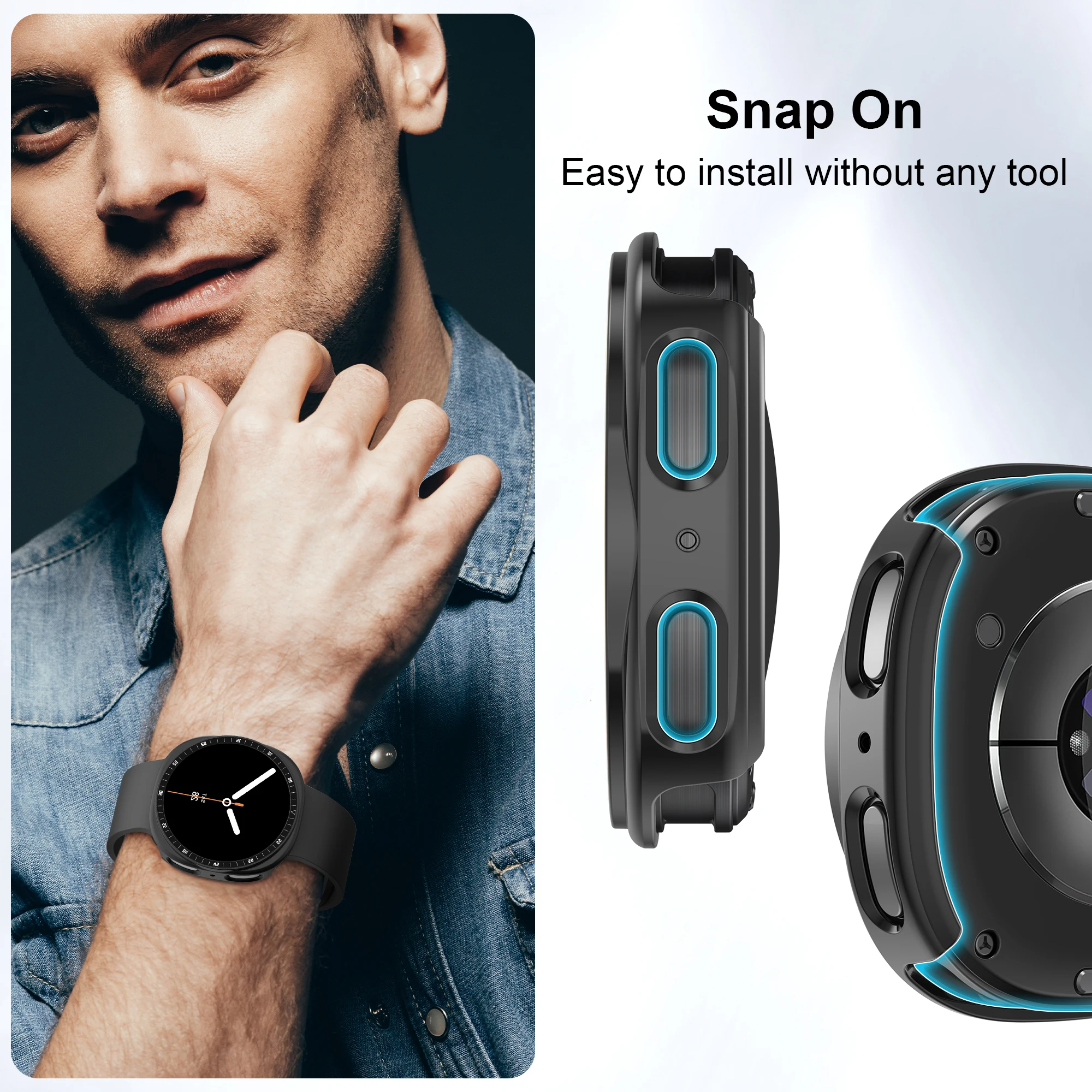PC Case+Metal scale For Samsung galaxy watch 8 44 40mm Accessories Hollow Protective Bumper shell For galaxy watch 8 cover 44mm