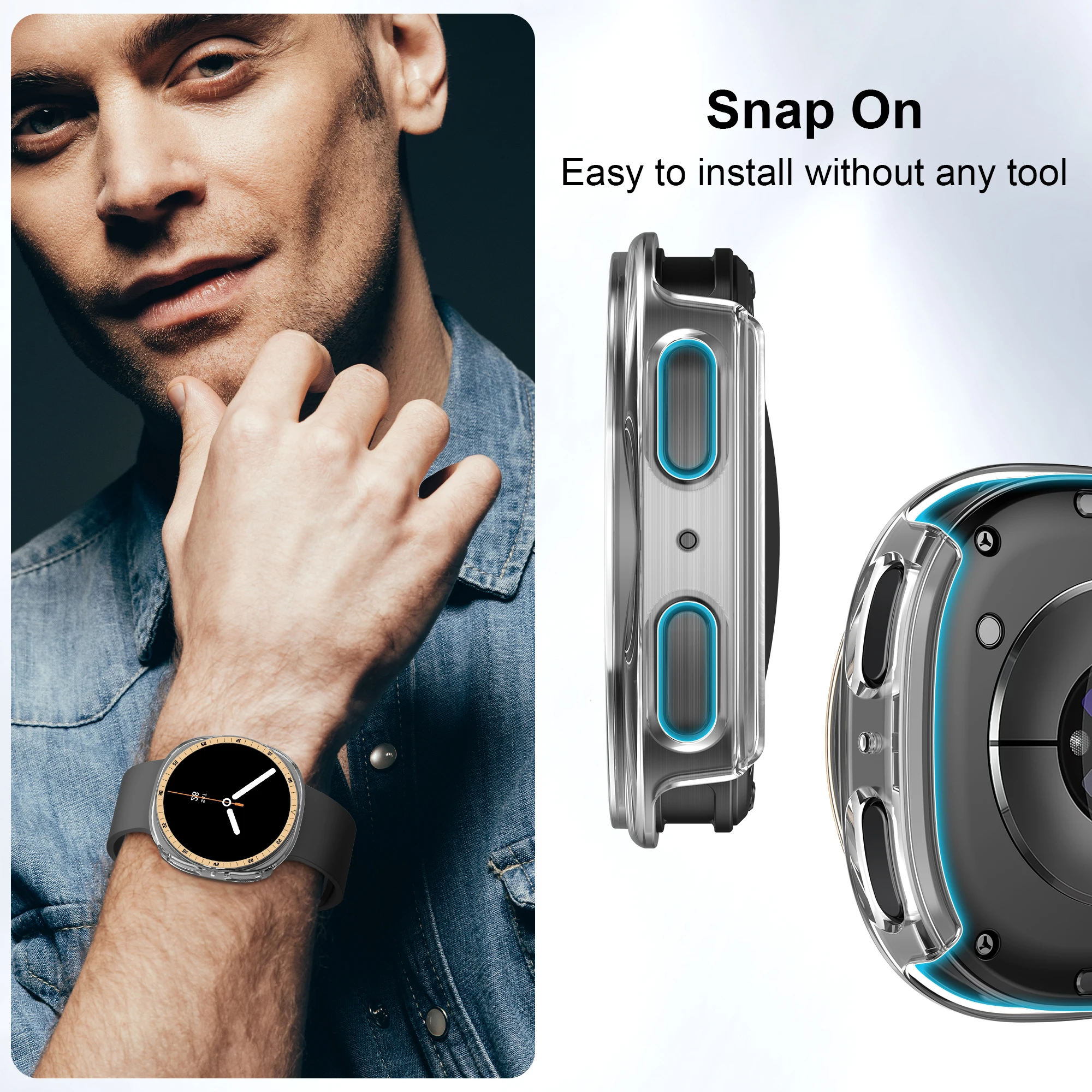 PC Case+Metal scale For Samsung galaxy watch 8 44 40mm Accessories Hollow Protective Bumper shell For galaxy watch 8 cover 44mm