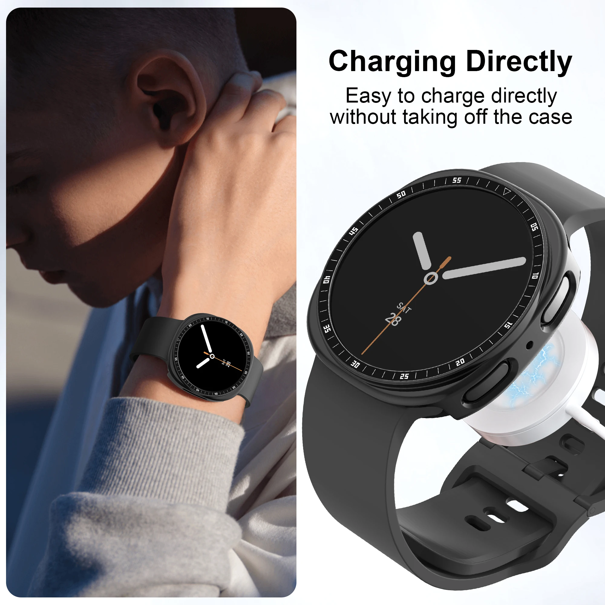 PC Case+Metal scale For Samsung galaxy watch 8 44 40mm Accessories Hollow Protective Bumper shell For galaxy watch 8 cover 44mm