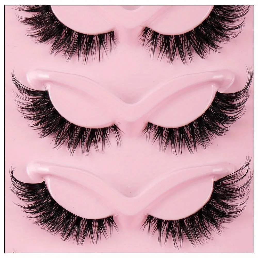 5 Pairs of Dramatic Cat Eye Fake Eyelashes - Natural, Long, Winged, and Elongated for a Flawless Makeup Look.