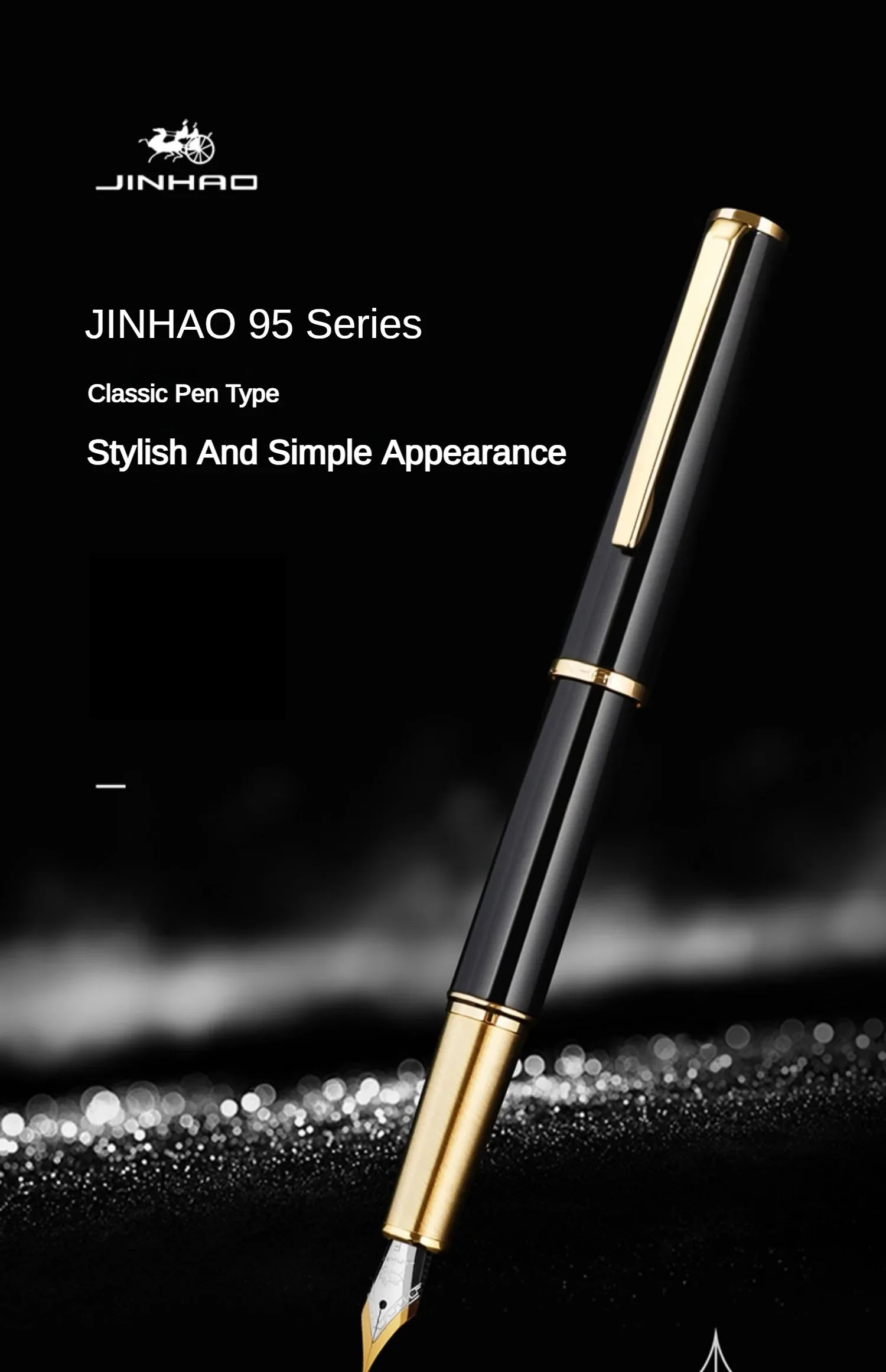 Jinhao 95 Fountain Pen Luxury Retro Design Elegant Material Clip M/F/EF Fine Nib Writing Pens Stationery Office Supplies PK 9019