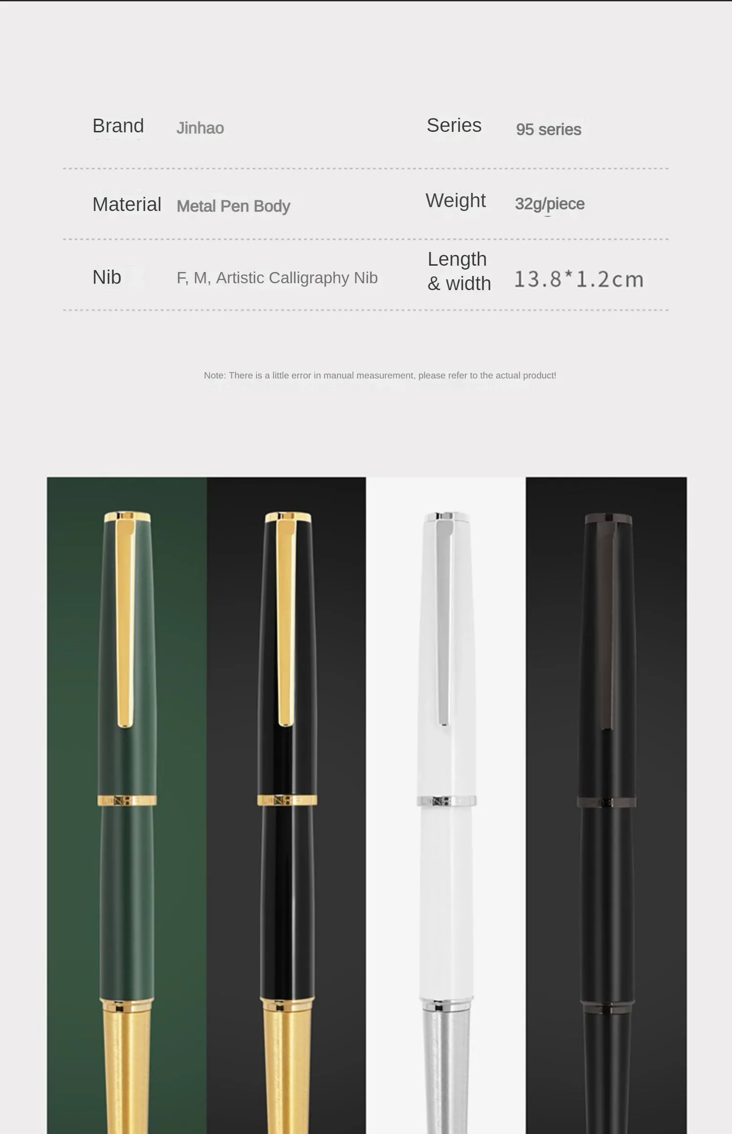 Jinhao 95 Fountain Pen Luxury Retro Design Elegant Material Clip M/F/EF Fine Nib Writing Pens Stationery Office Supplies PK 9019