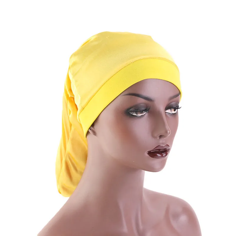 New Unisex Open wide elastic band Satin Pocket Bonnet silky dreadlock braids baggy cap Men Women Long Cylinder Sleeping Cap
