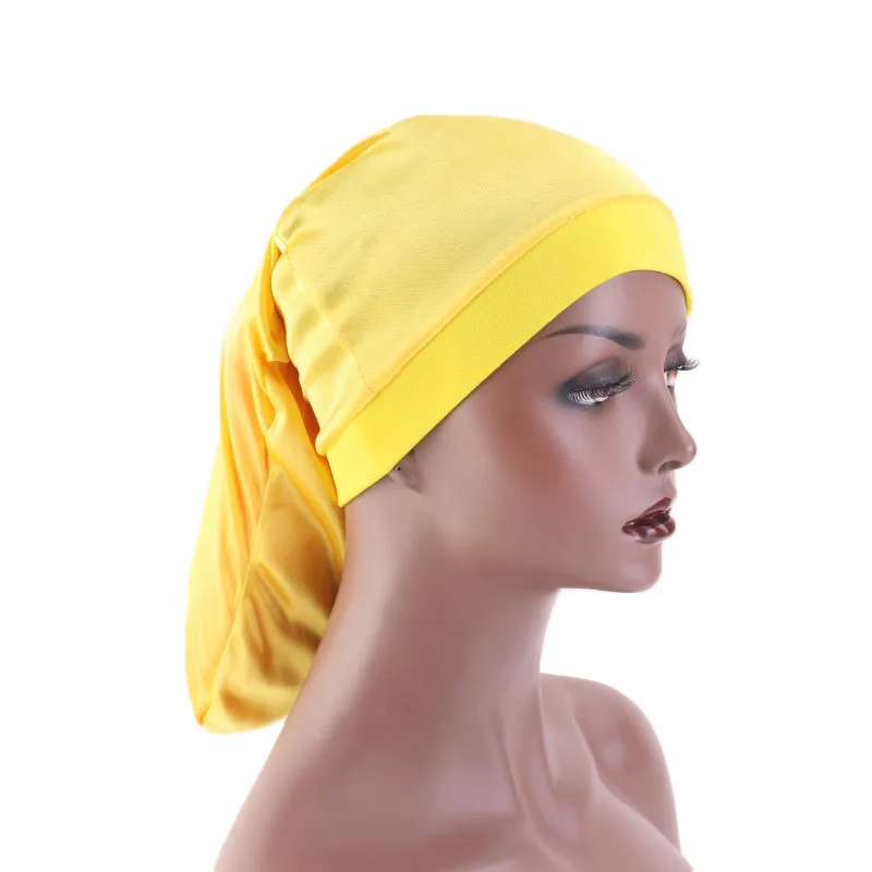 New Unisex Open wide elastic band Satin Pocket Bonnet silky dreadlock braids baggy cap Men Women Long Cylinder Sleeping Cap