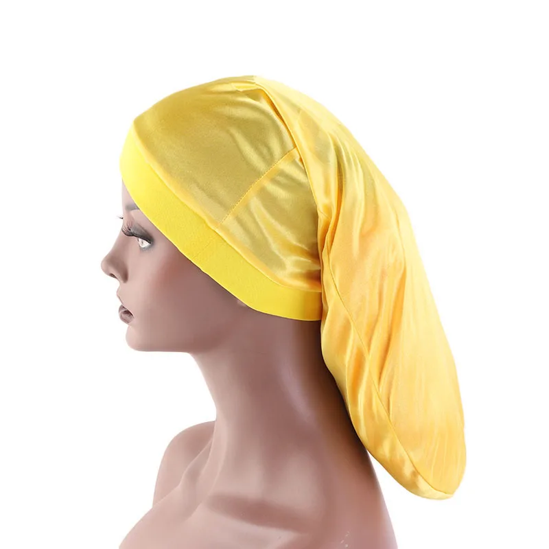 New Unisex Open wide elastic band Satin Pocket Bonnet silky dreadlock braids baggy cap Men Women Long Cylinder Sleeping Cap