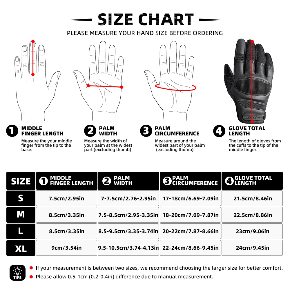 Touchscreen PU Leather Motorcycle Gloves Racing Pit Bike Riding Motorbike Moto Motocross Enduro Non-slip Protective Gear Men