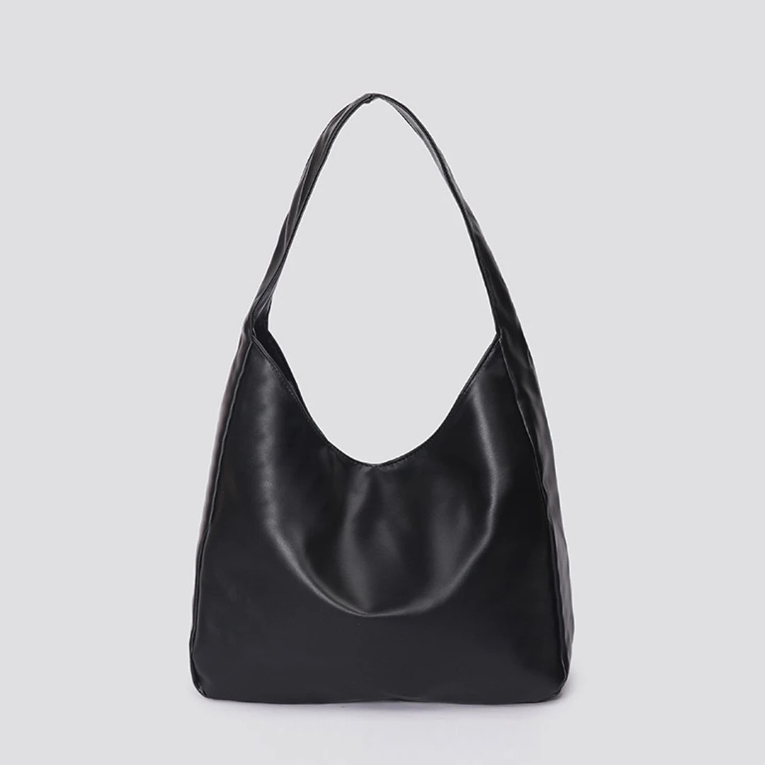 Large Capacity Tote Bag, New Black Leather Simple Casual Commuting Women's Bag, Fashionable and Versatile Single Shoulder Bag