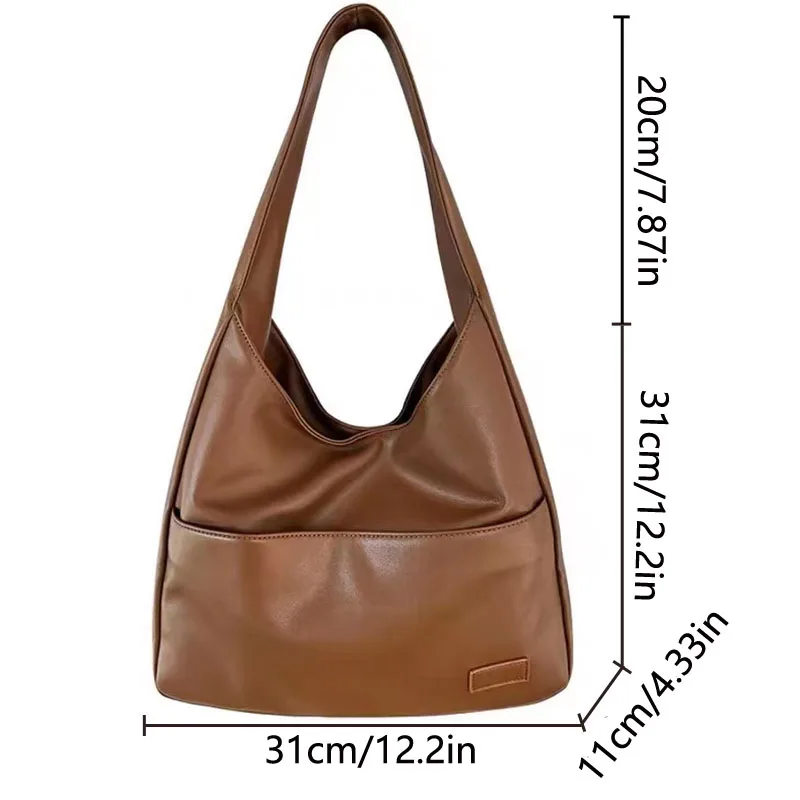 Large Capacity Tote Bag, New Black Leather Simple Casual Commuting Women's Bag, Fashionable and Versatile Single Shoulder Bag