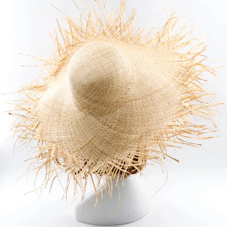 New Natural Lafite Men's Women's Sun Hats Wide-brimmed Floppy Folding UV Straw Hat Holiday Wedding Fashion Sunscreen Beach Hat