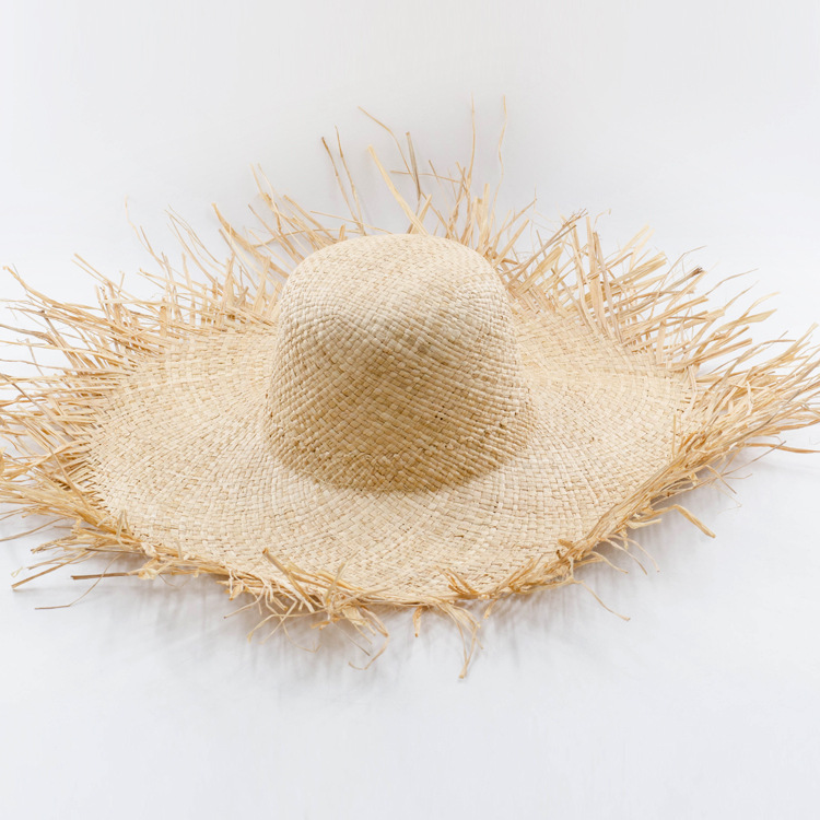 New Natural Lafite Men's Women's Sun Hats Wide-brimmed Floppy Folding UV Straw Hat Holiday Wedding Fashion Sunscreen Beach Hat