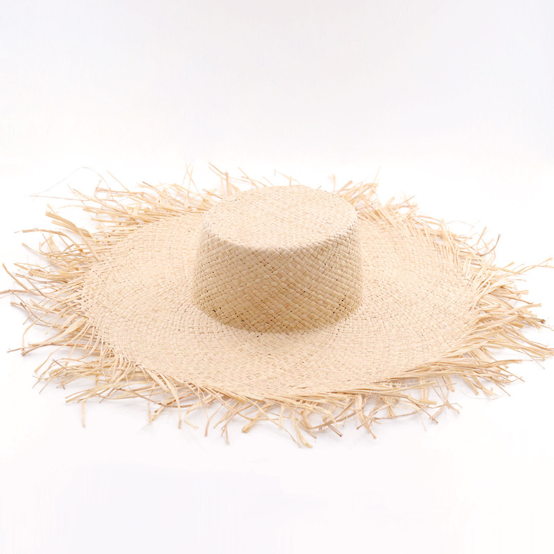 New Natural Lafite Men's Women's Sun Hats Wide-brimmed Floppy Folding UV Straw Hat Holiday Wedding Fashion Sunscreen Beach Hat