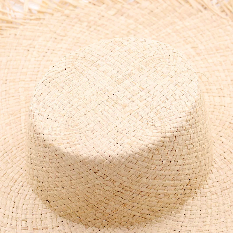 New Natural Lafite Men's Women's Sun Hats Wide-brimmed Floppy Folding UV Straw Hat Holiday Wedding Fashion Sunscreen Beach Hat