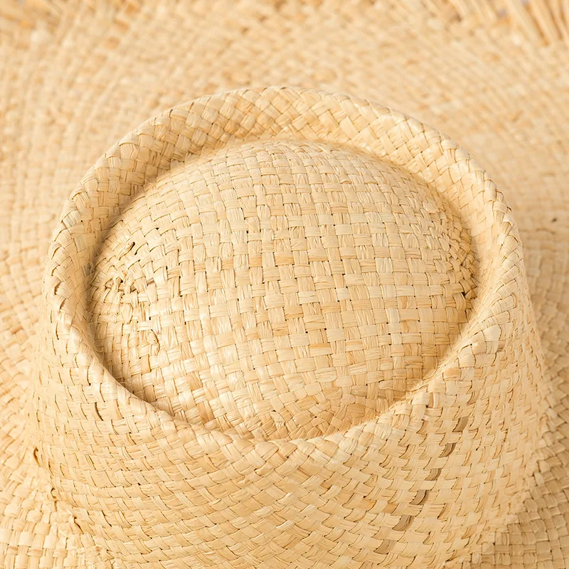 New Natural Lafite Men's Women's Sun Hats Wide-brimmed Floppy Folding UV Straw Hat Holiday Wedding Fashion Sunscreen Beach Hat