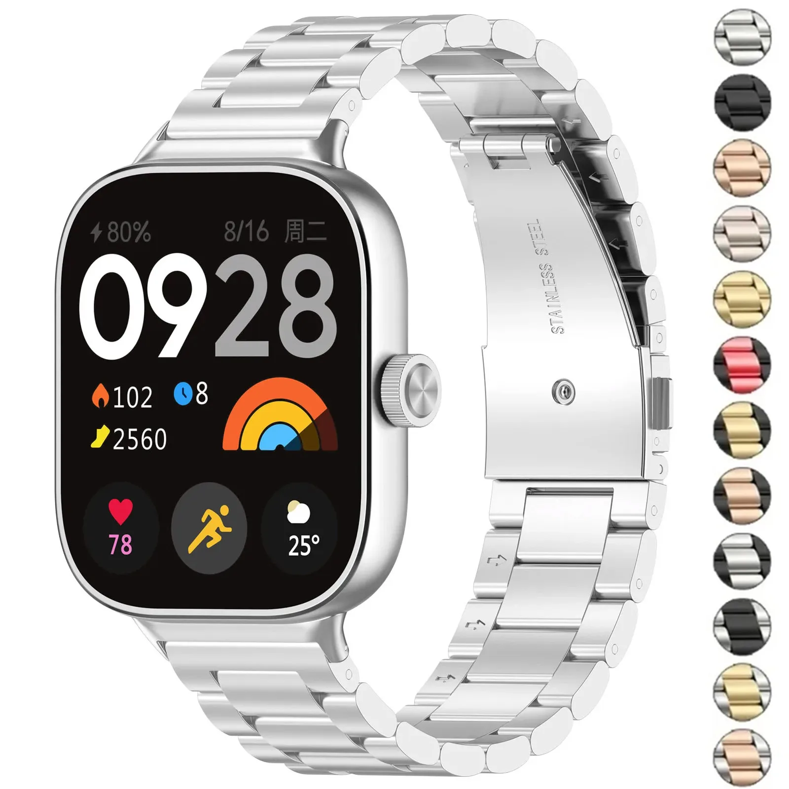 Stainless Steel Strap For Redmi Watch6 5 4 Metal Luxury Band Replacement Watchband For Xiaomi MiBand8/9Pro Sport Bracelet Correa