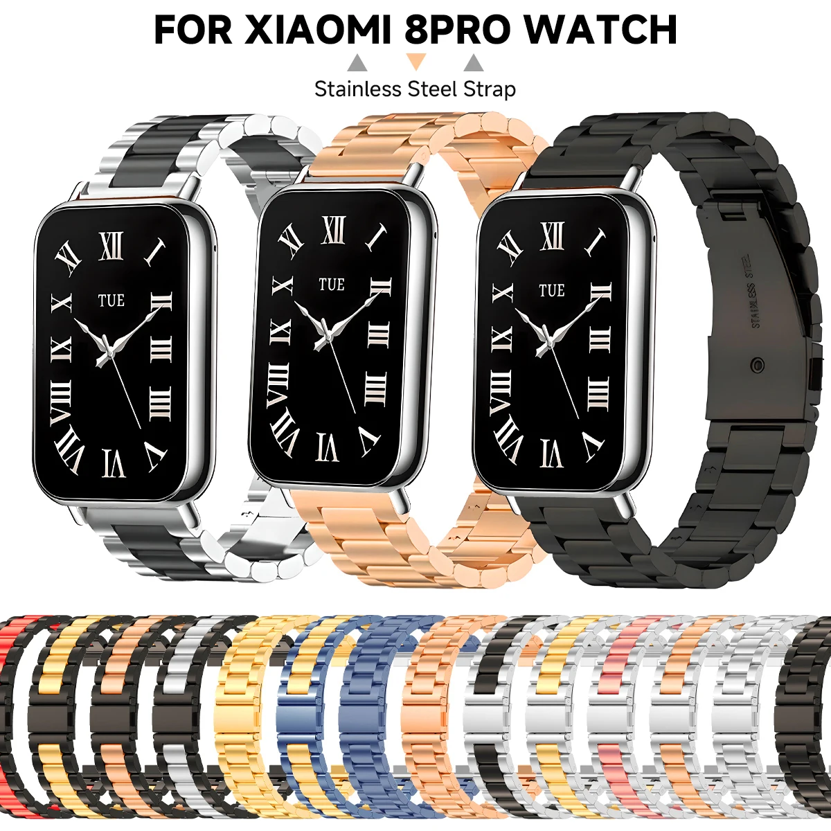Stainless Steel Strap For Redmi Watch6 5 4 Metal Luxury Band Replacement Watchband For Xiaomi MiBand8/9Pro Sport Bracelet Correa