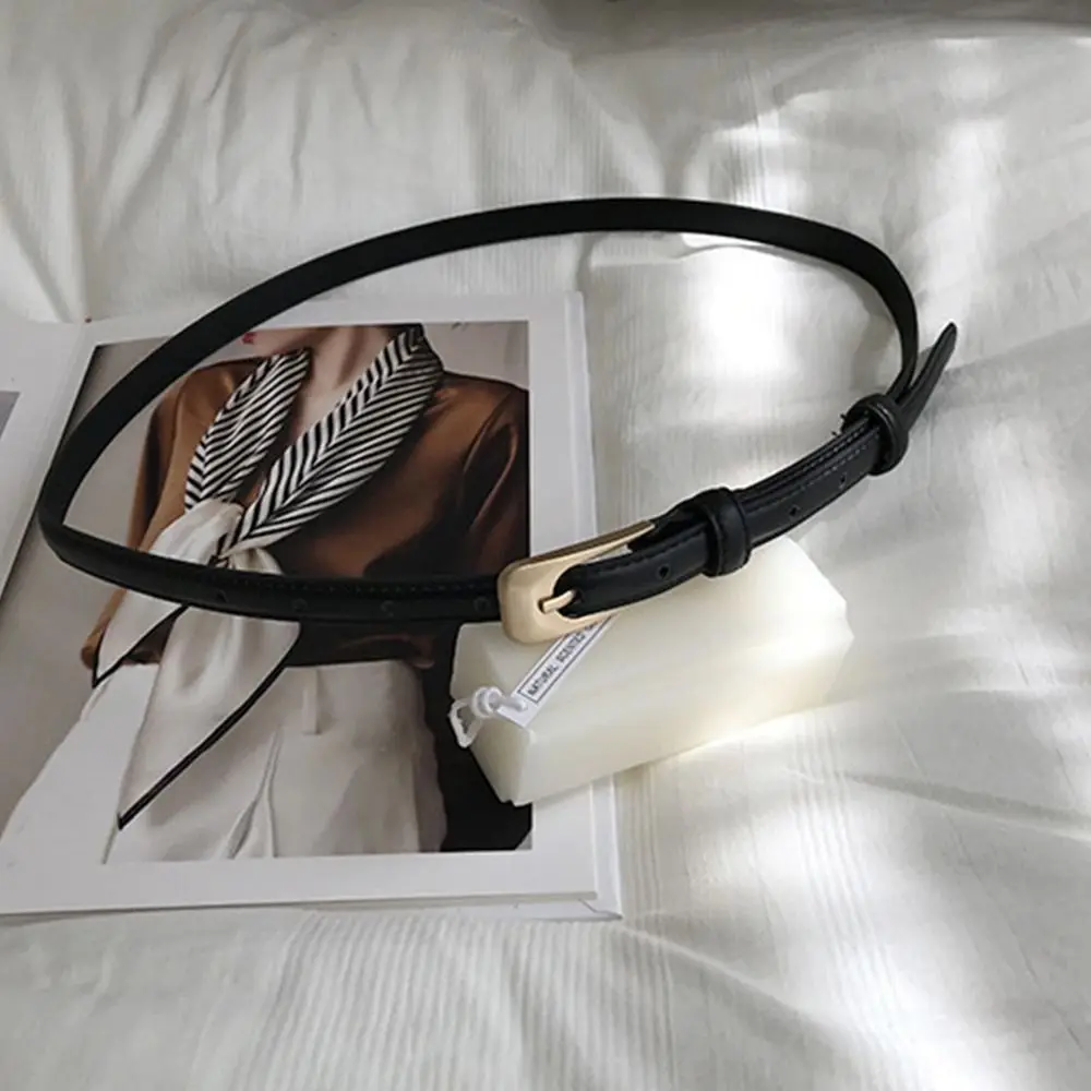 Women Casual Vintage Metal Buckle Waistband Thin Waist Strap Trouser Dress Belts Leather Belt