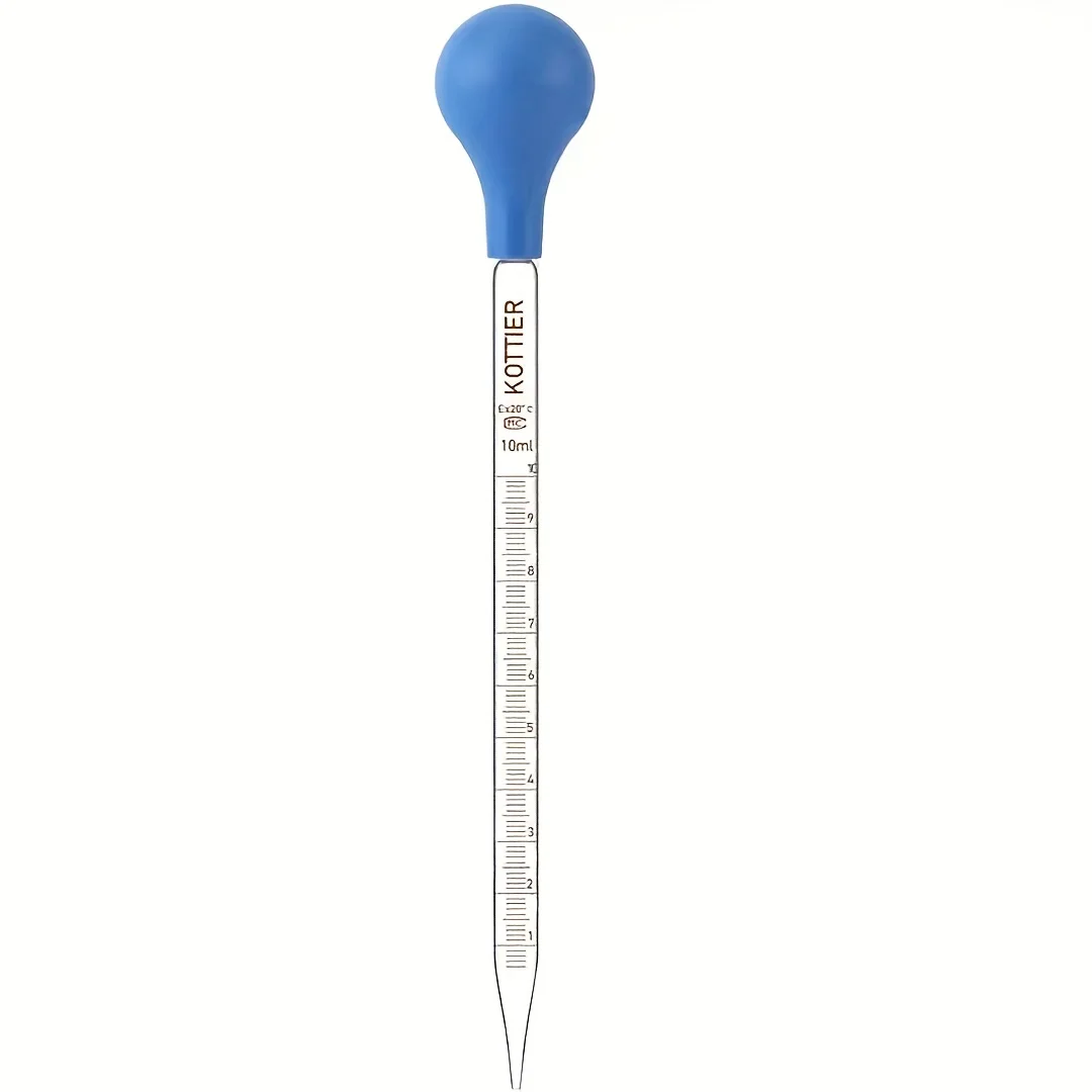 Glass Graduated Burette Laboratory Pipette With Large Rubber Cap 10 Ml Glass Stirring Rod For Transferring Li