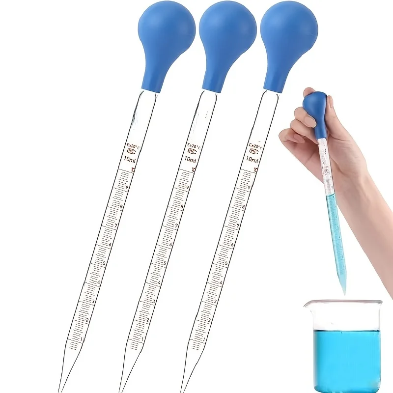 Glass Graduated Burette Laboratory Pipette With Large Rubber Cap 10 Ml Glass Stirring Rod For Transferring Li