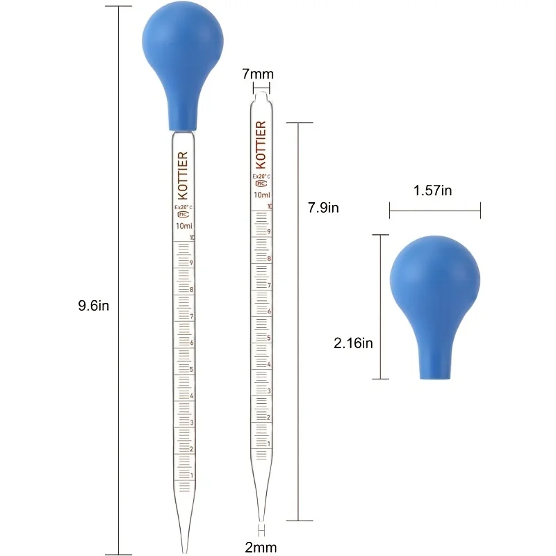 Glass Graduated Burette Laboratory Pipette With Large Rubber Cap 10 Ml Glass Stirring Rod For Transferring Li