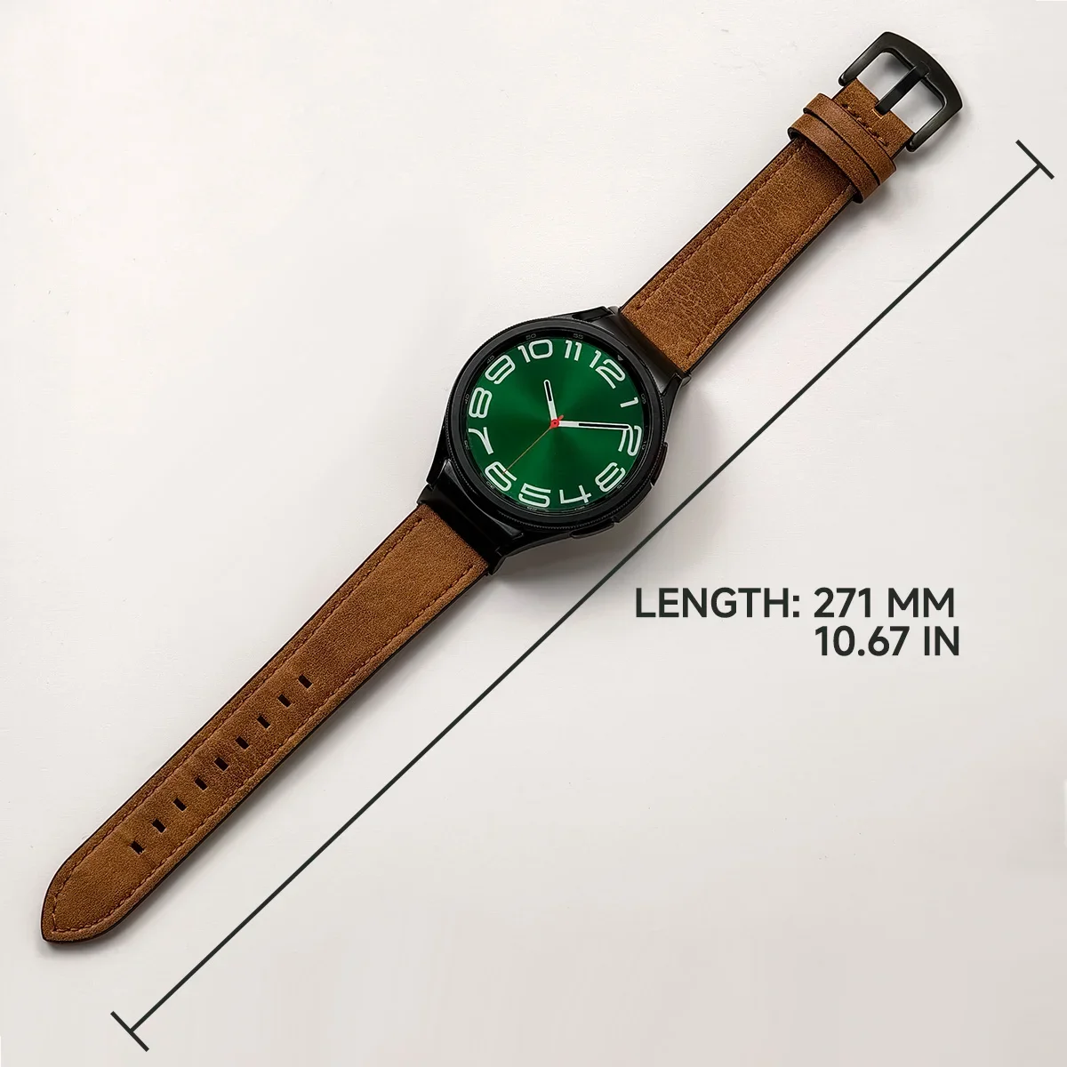 No Gap Leather Strap for Samsung Galaxy Watch 7 6 5 4 40mm 44mm 6Classic 43mm 47mm Watchband Bracelet for Galaxy Watch 5Pro 45mm