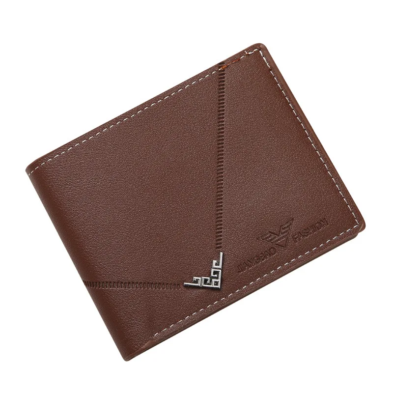 Lychee Texture Leather Card Clip Short Men'S Coin Purse Wallet Business-Style Cash Money Purse Multi Patchwork Card Slot Holder